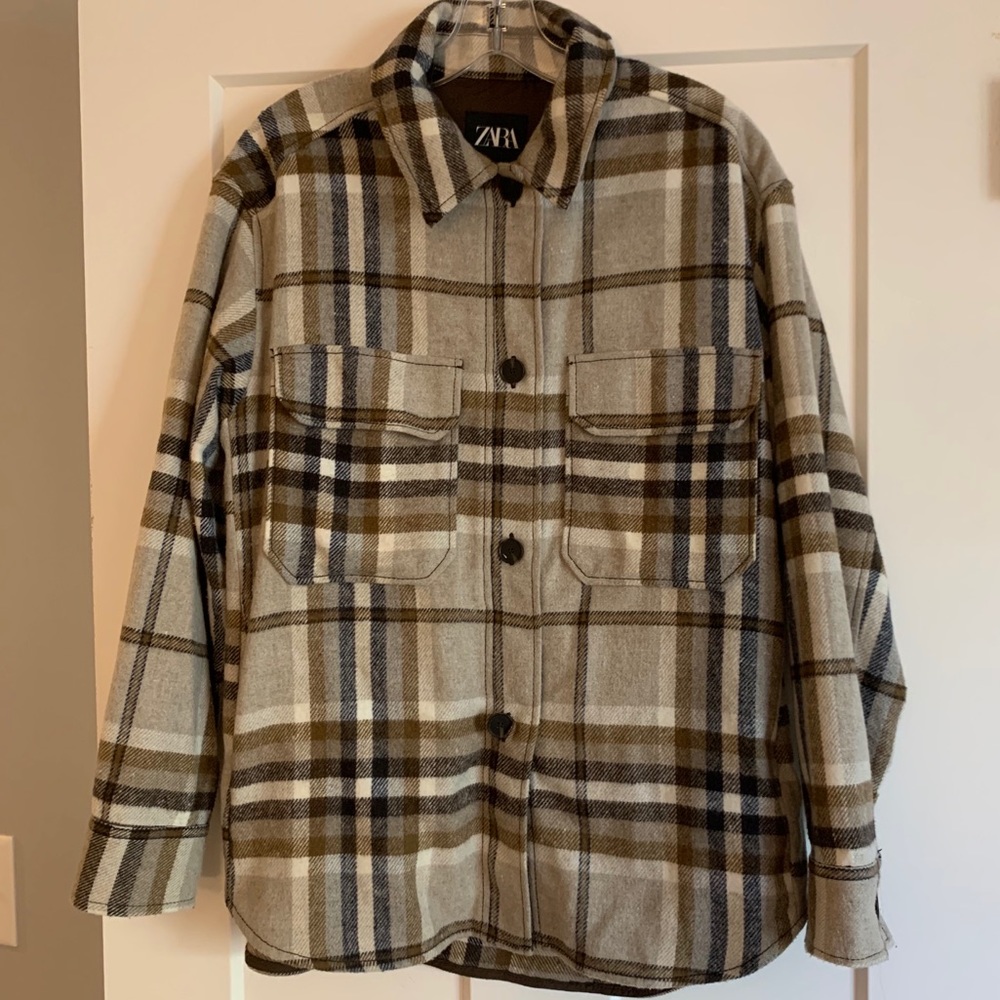 Zara Neutral Plaid Shacket